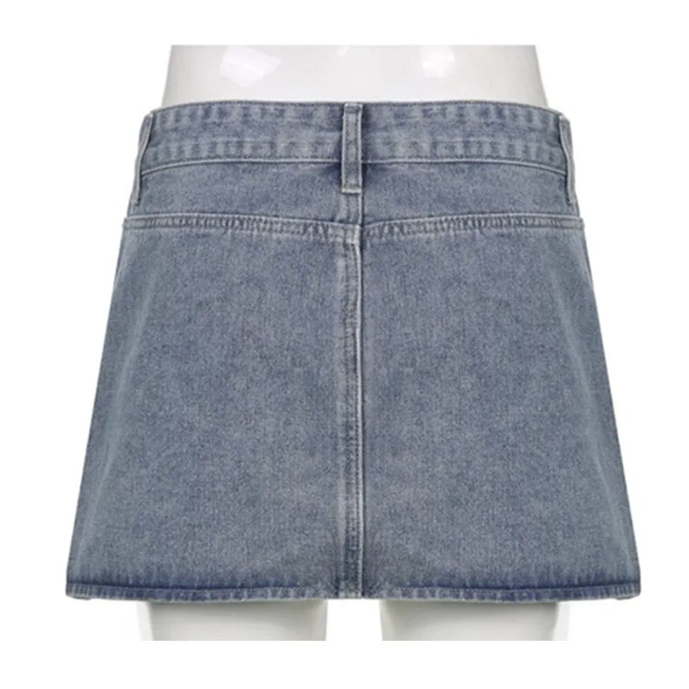 Summer Women Denim Skirts Sexy High Waist Jean Skirt Mini Short Wrap Micro Skirts