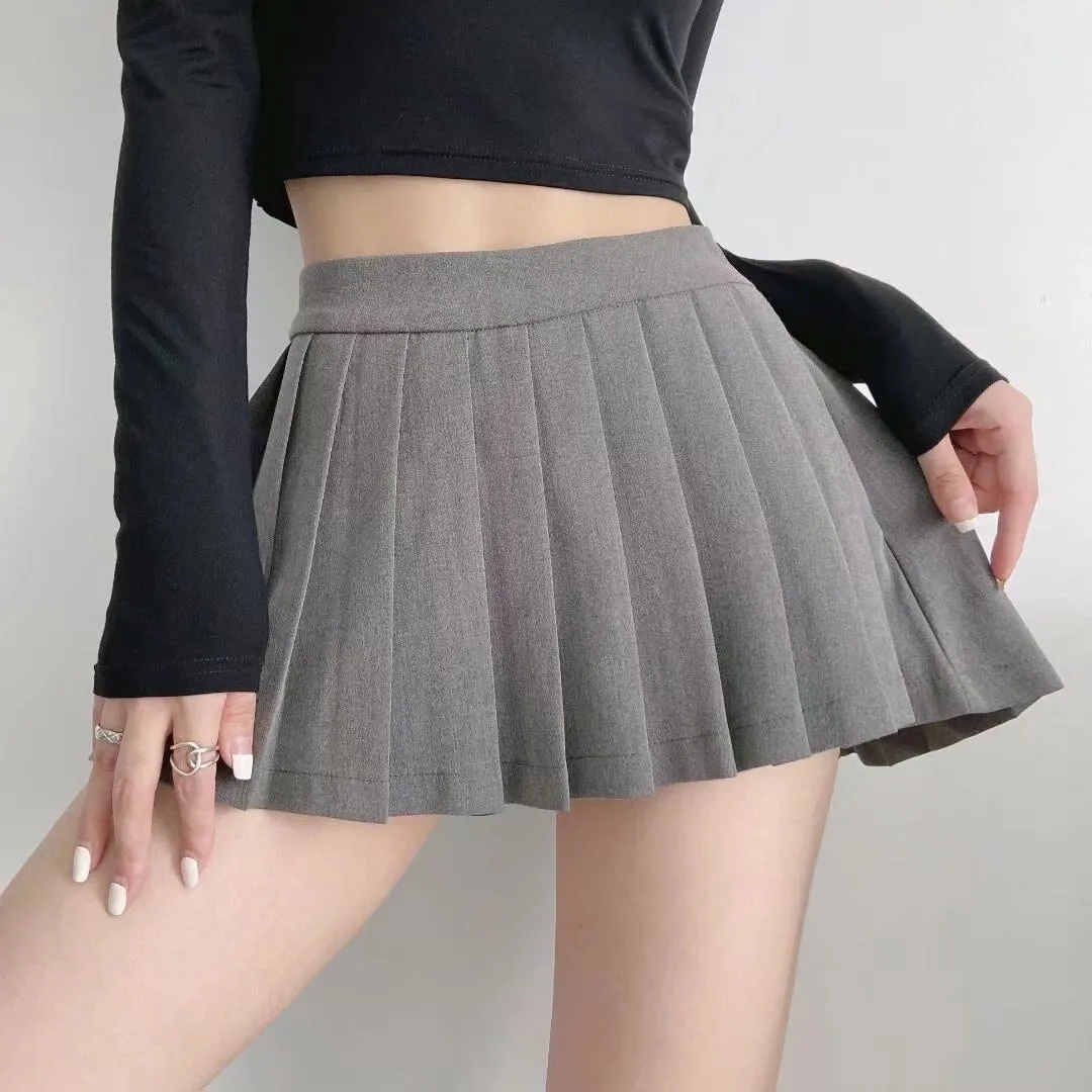 Summer Women Super Mini Skirts High Waist Zipper Solid JK Pleated Cool Style Sexy A-Line Skirts Streetwear