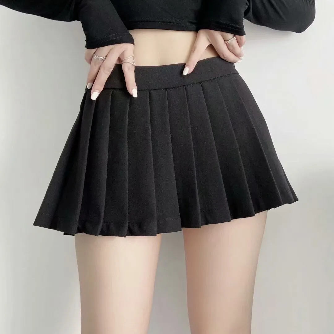 Summer Women Super Mini Skirts High Waist Zipper Solid JK Pleated Cool Style Sexy A-Line Skirts Streetwear