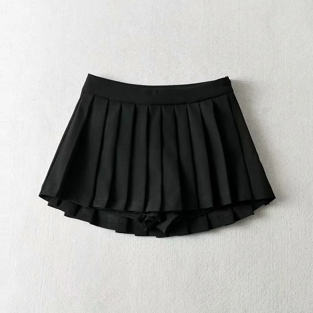 Summer Women Super Mini Skirts High Waist Zipper Solid JK Pleated Cool Style Sexy A-Line Skirts Streetwear