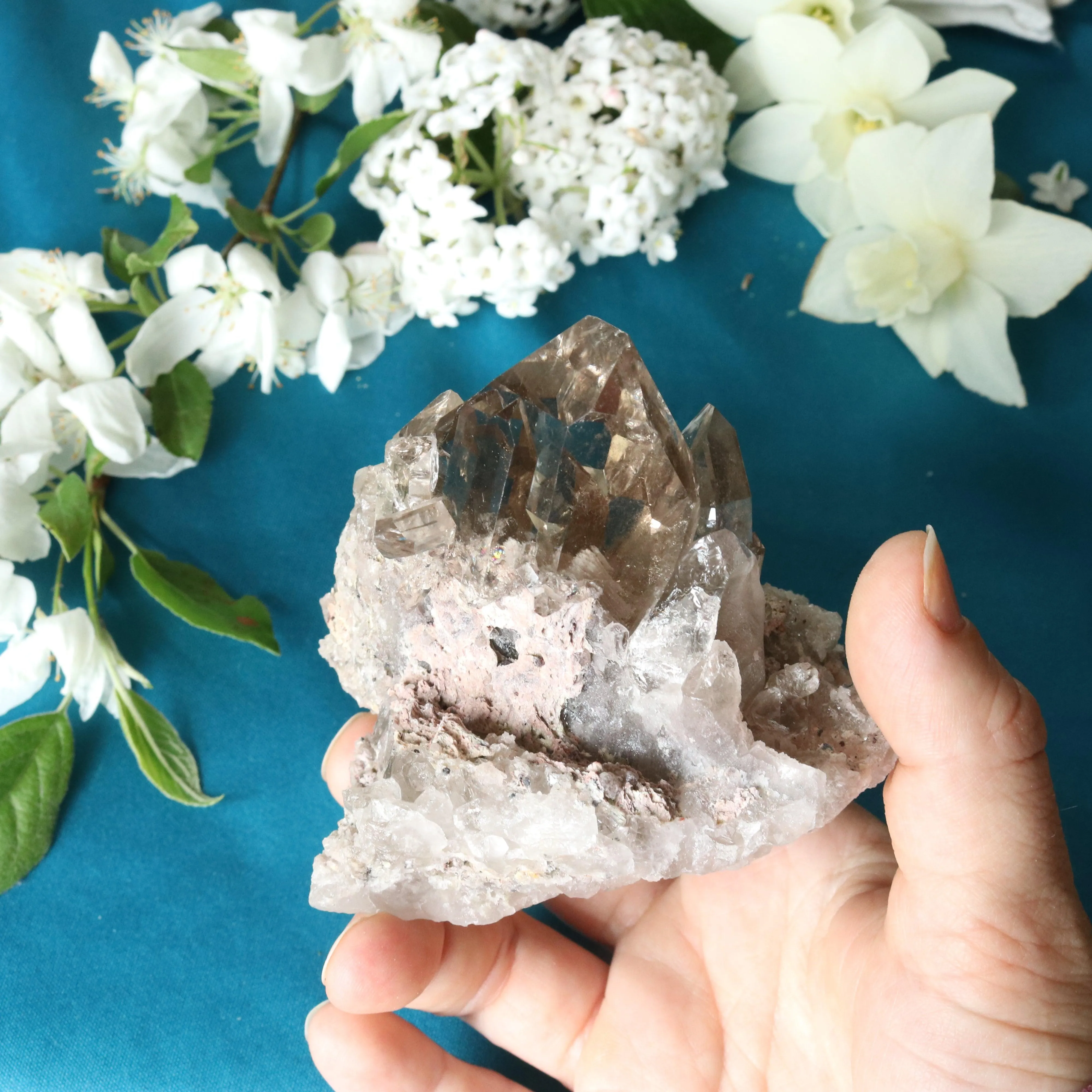 Super Clear Grade A Smoky Quartz Cluster ~ Grounding and Meditative Specimen