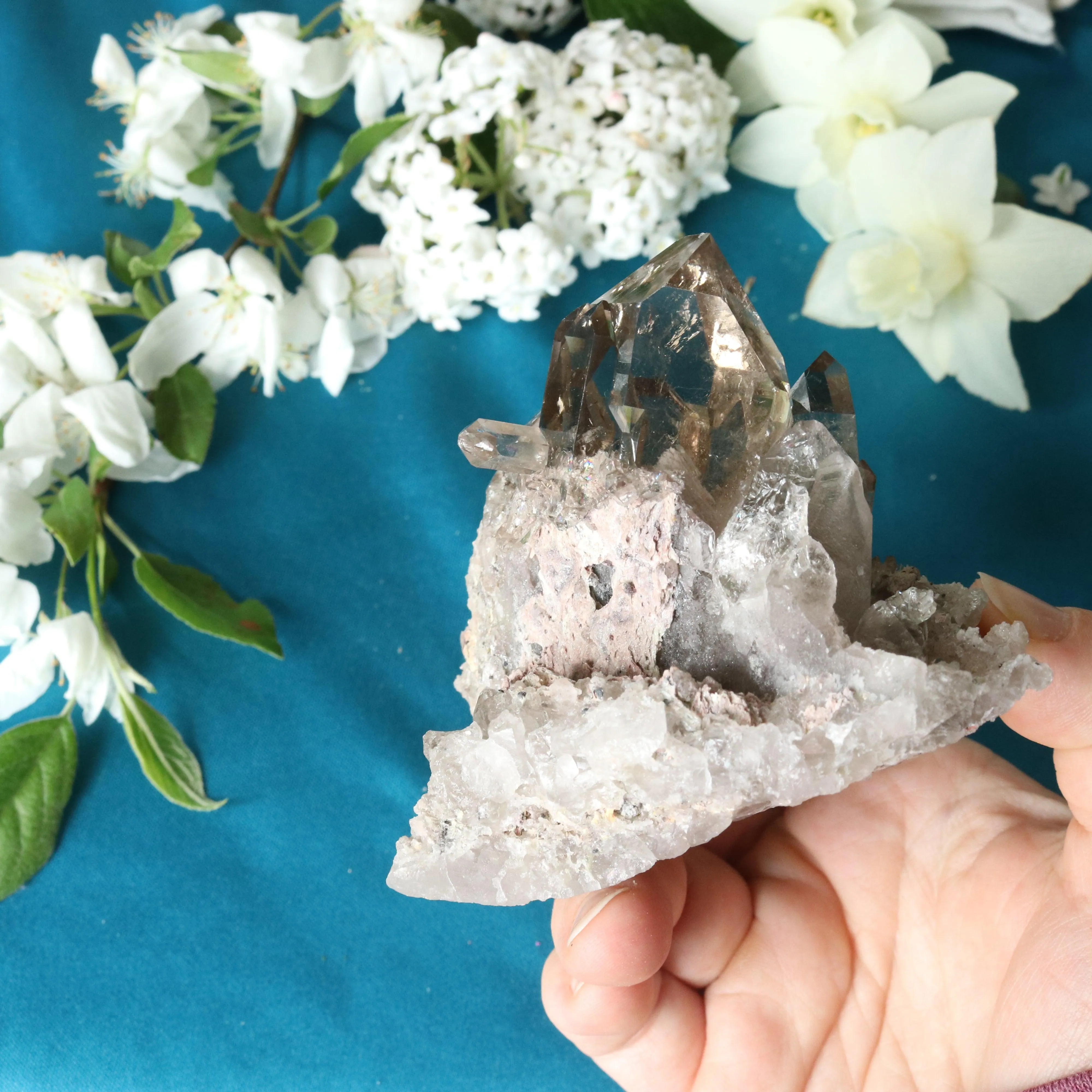 Super Clear Grade A Smoky Quartz Cluster ~ Grounding and Meditative Specimen