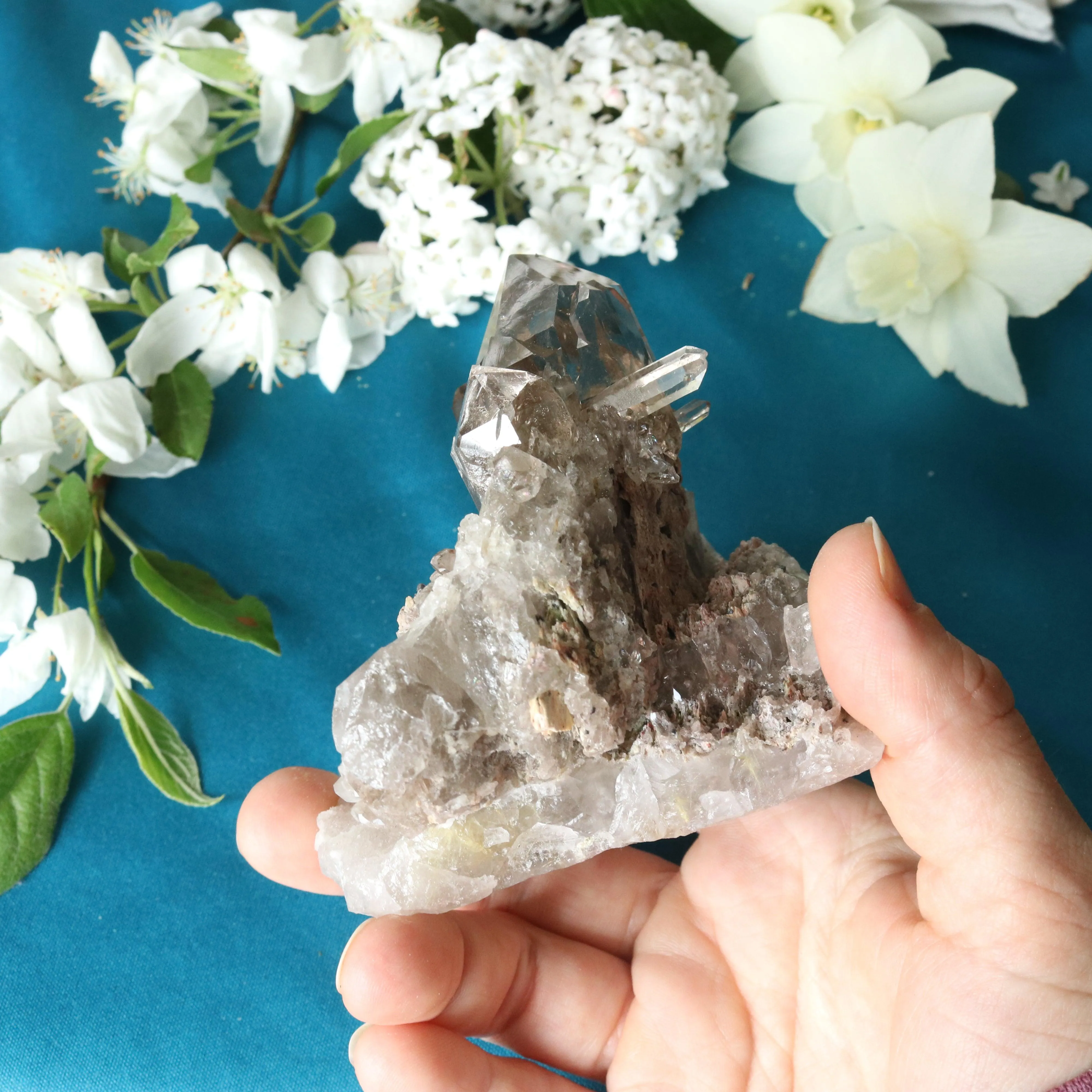 Super Clear Grade A Smoky Quartz Cluster ~ Grounding and Meditative Specimen