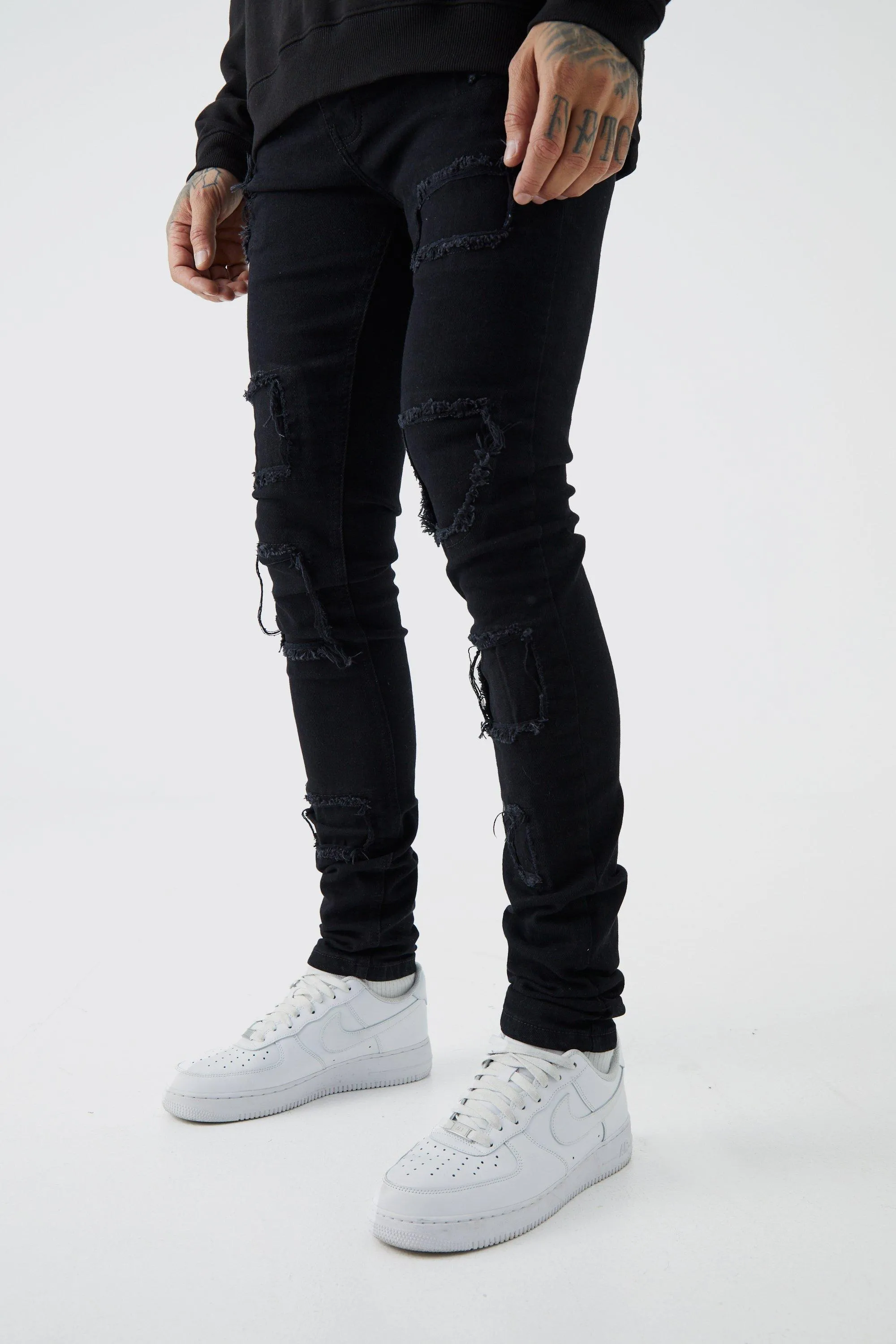 Tall Skinny Stacked Distressed Ripped Jeans