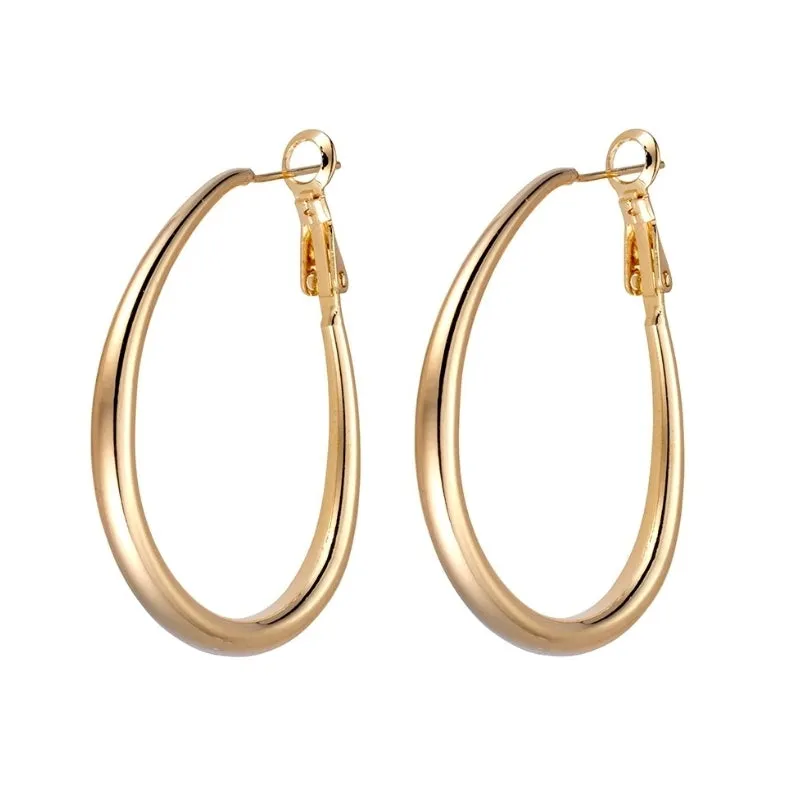 Tear Drop Stud Hoop Earrings Gold