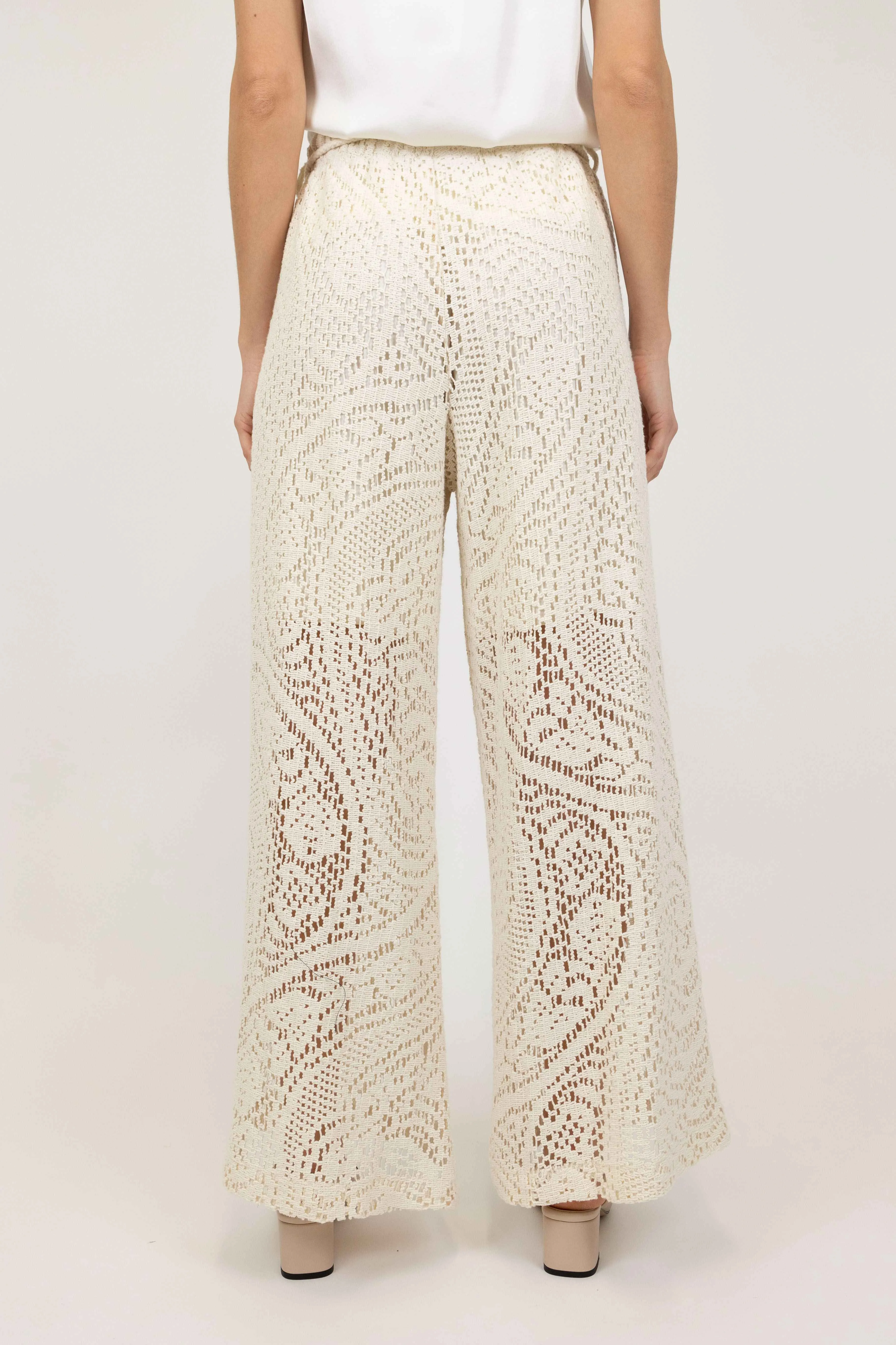 Tensione in - Pantalone palazzo crochet con coulisse