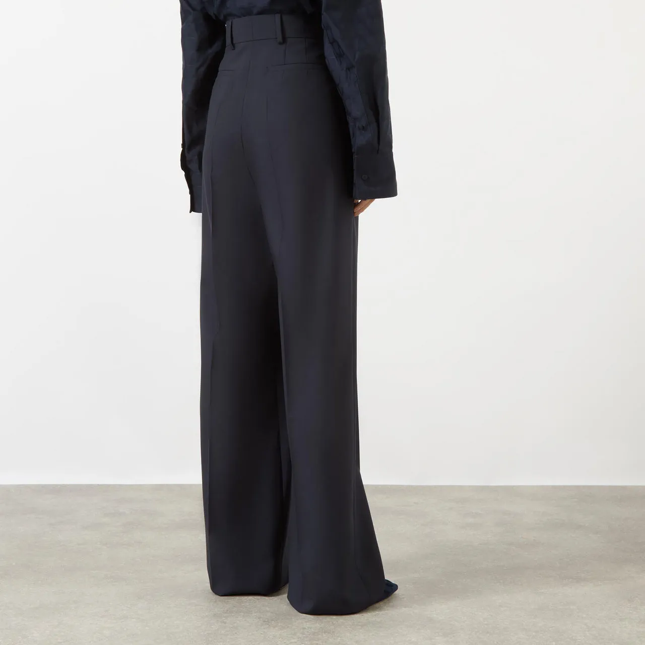 VALENTINO High-Rise Wide Leg Trousers - Navy