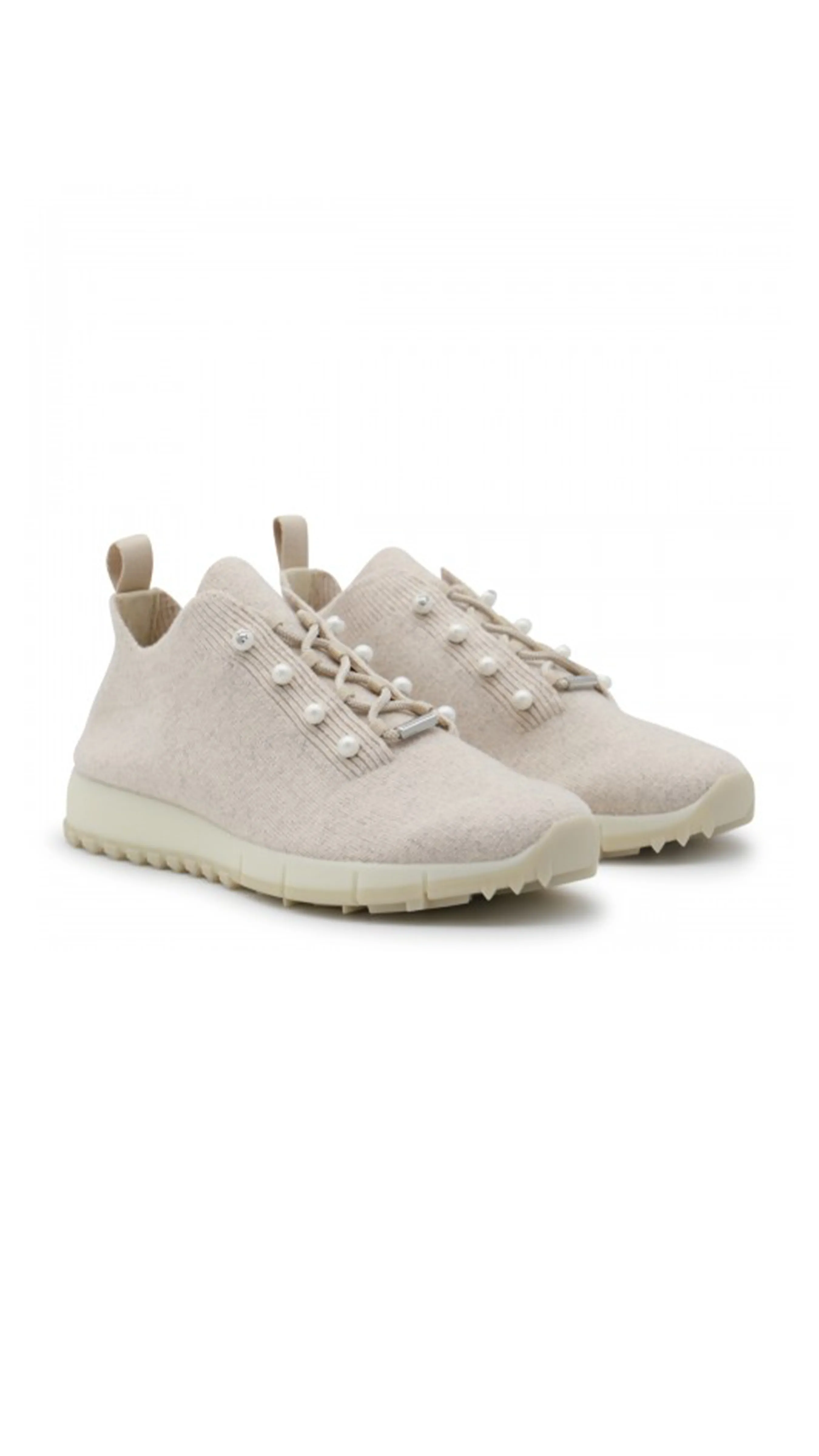 Veles Knit Sneakers with Pearls - Stone