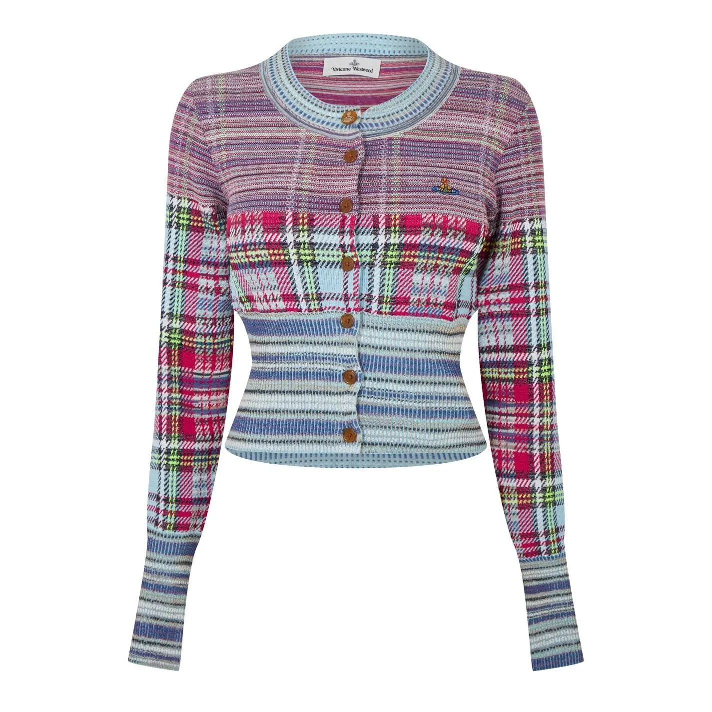 Vivienne Westwood  |Tartan Rib Long Sleeves Cotton Elegant Style Cardigans