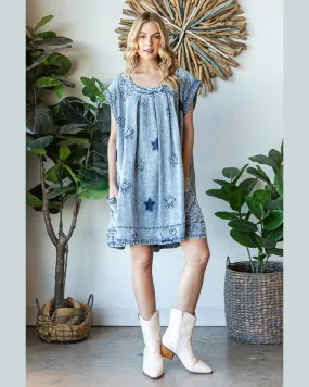 Washed Star Patch Dress