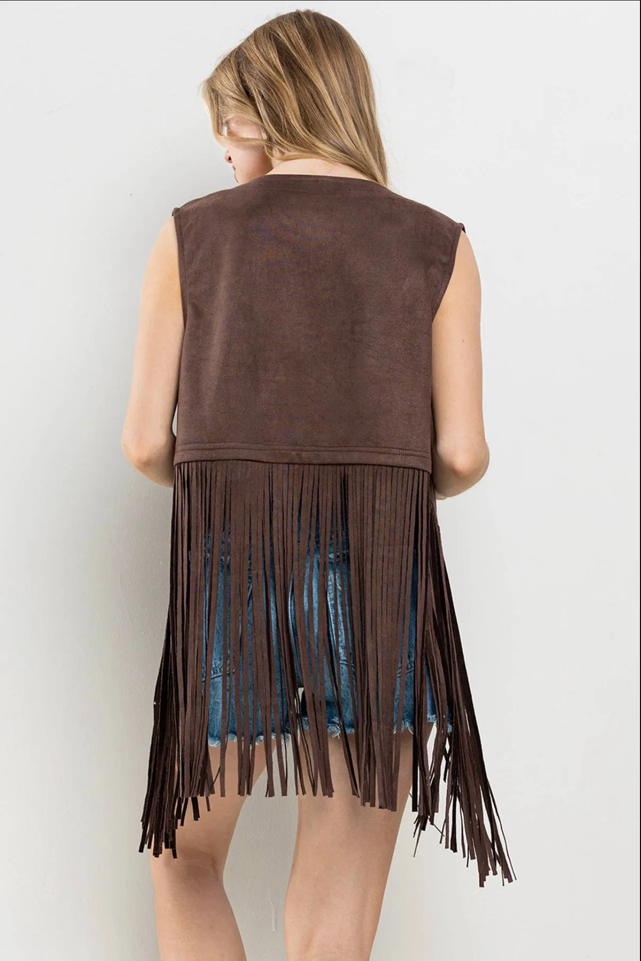 Western Fringe Suede Leather Vest