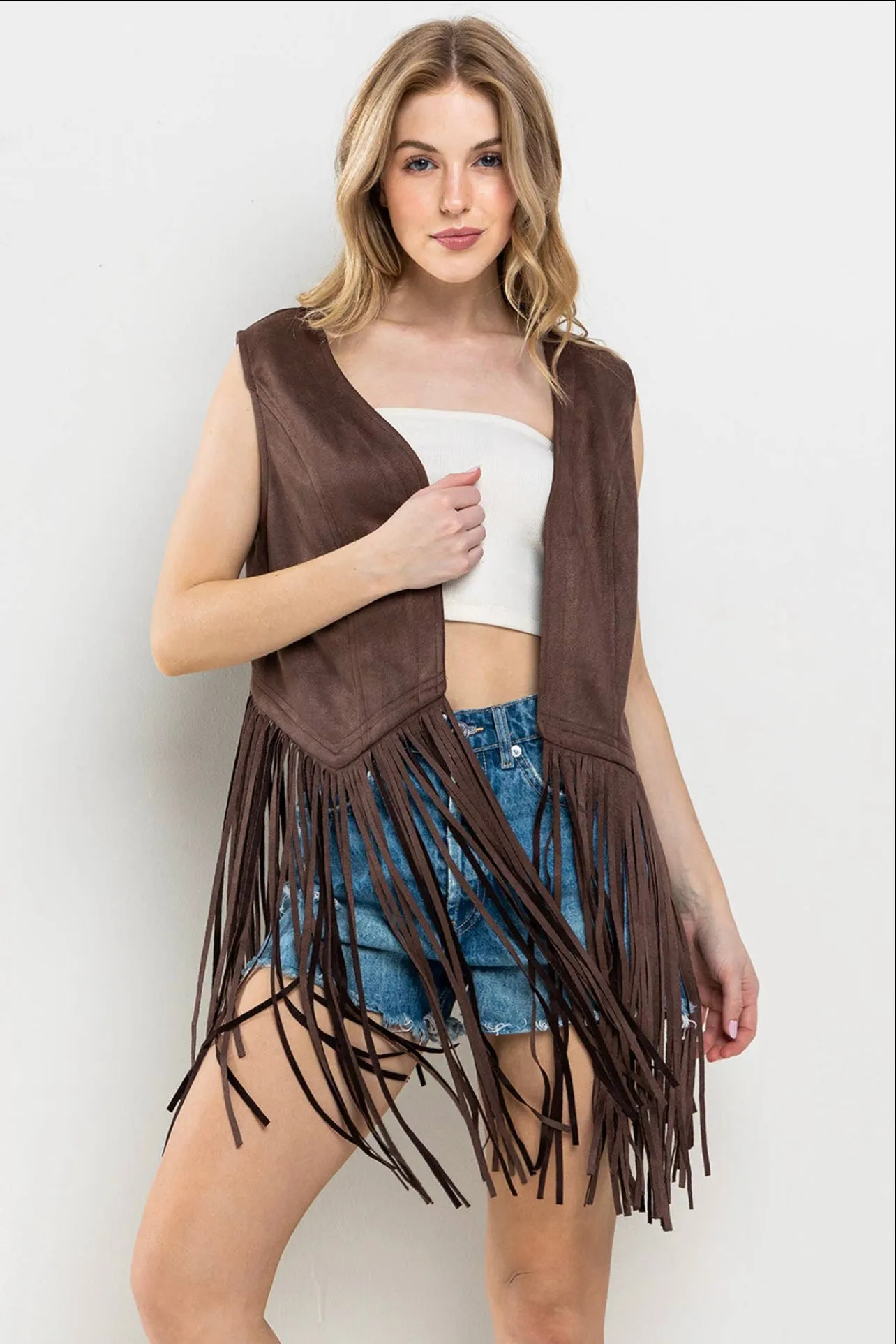 Western Fringe Suede Leather Vest