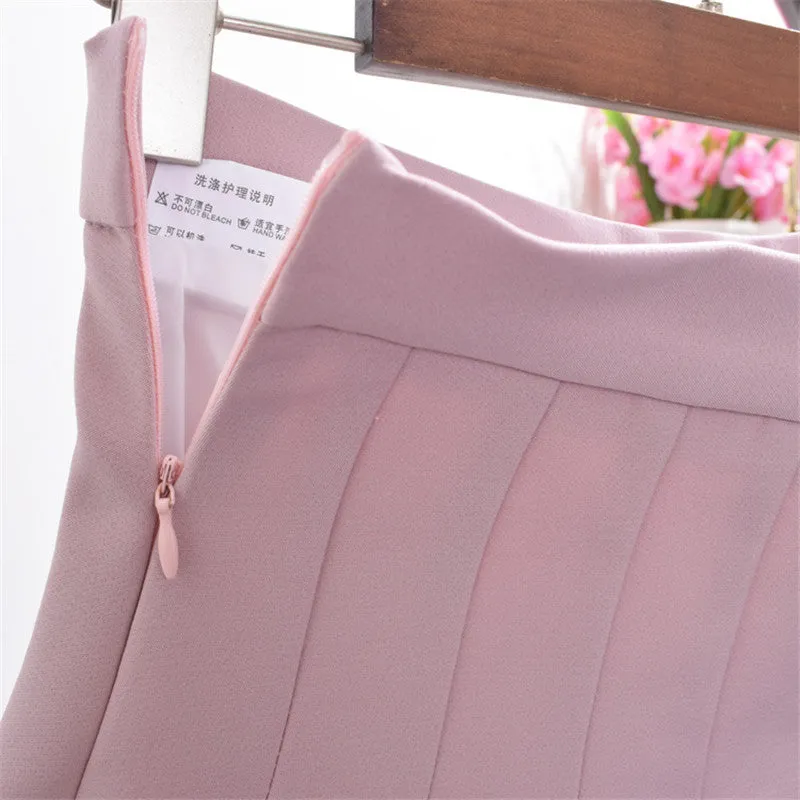 Woherb New  Fashion Pleated Skirt Short Mini Skirts Woman Sexy High Waist Pure Color Bow Tie Skirt Pants Student Style 72737 SM6