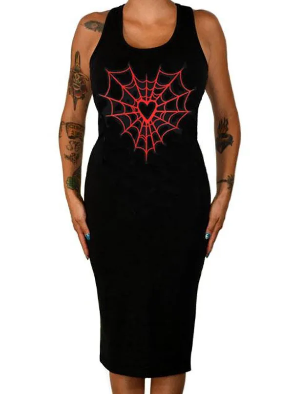 Women's Heart Web Fitted Tank Dress