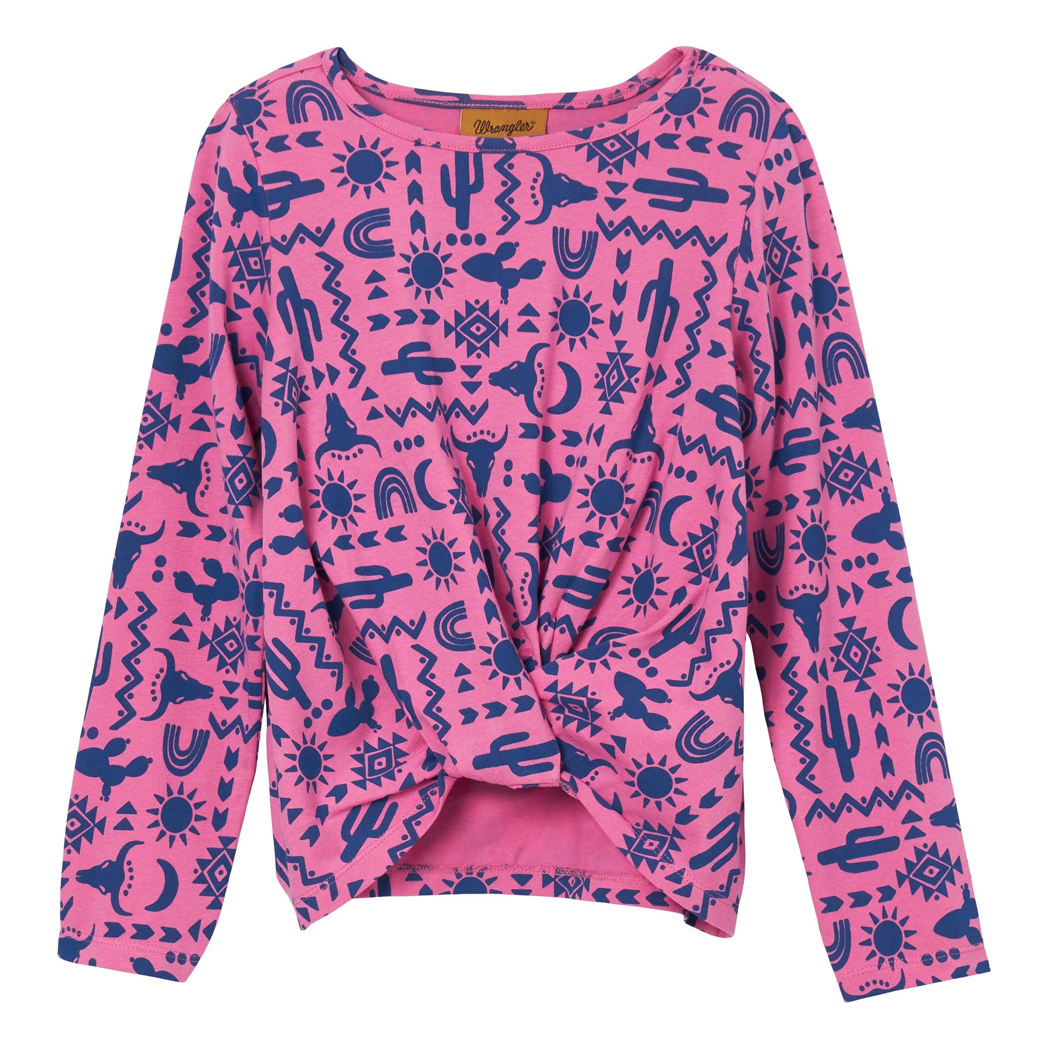 Wrangler Girl's Pink/Blue Western Knit Shirt